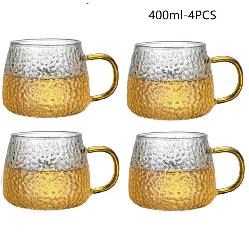 Glass Mug Gold Handle