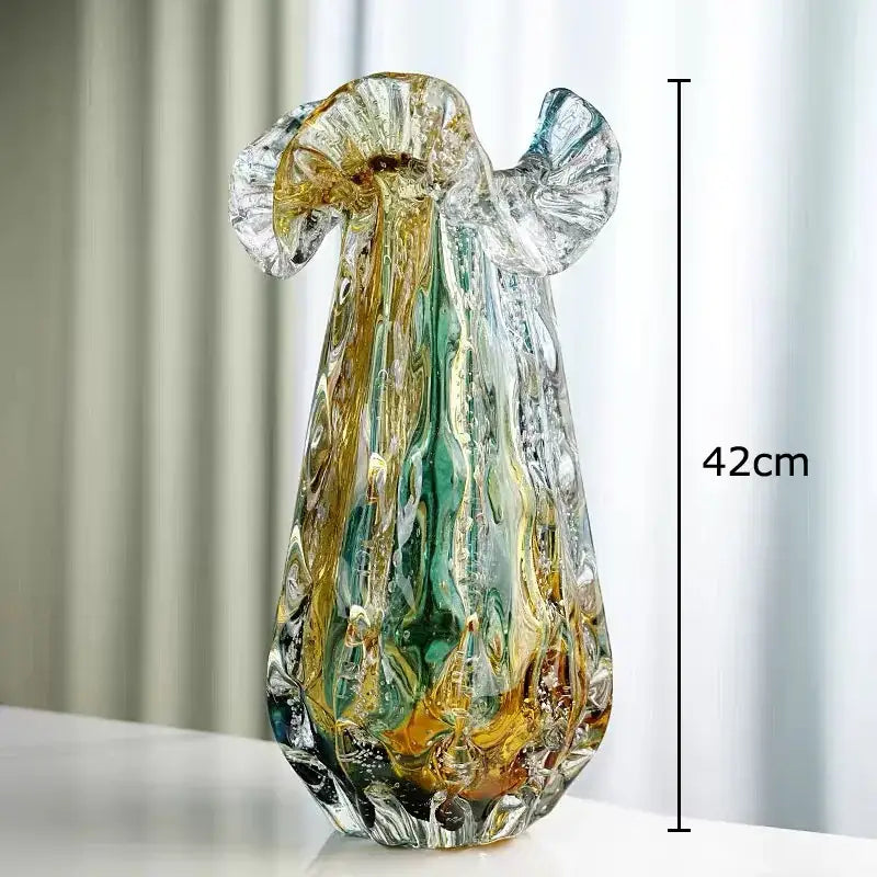 Blue Green Glass Vase