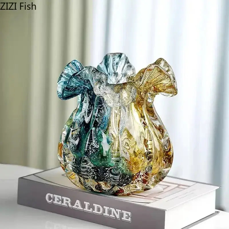 Blue Green Glass Vase