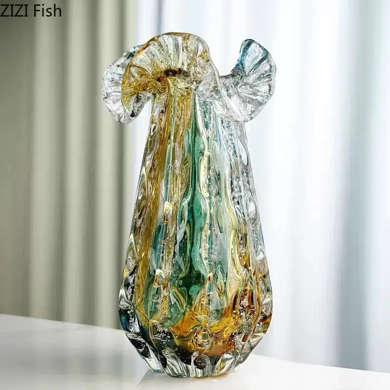 Blue Green Glass Vase