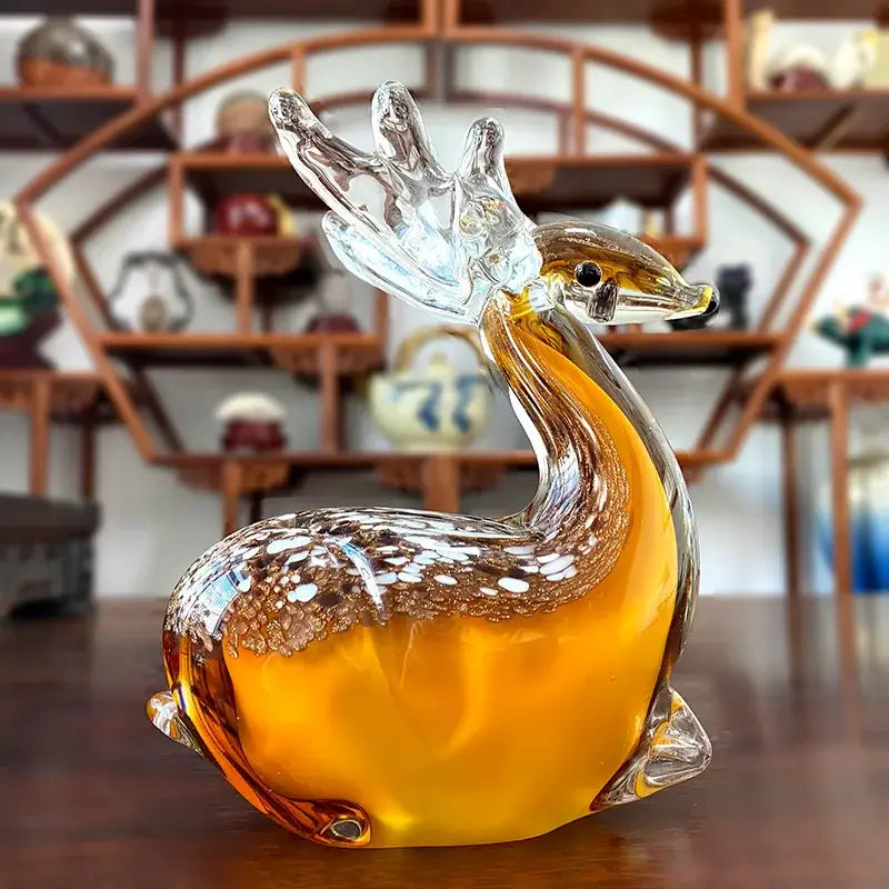 Amber Glass Deer Figurine