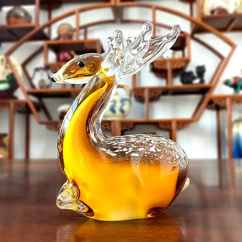 Amber Glass Deer Figurine