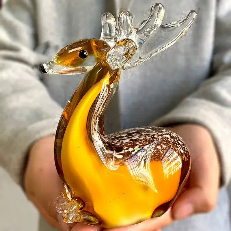 Amber Glass Deer Figurine