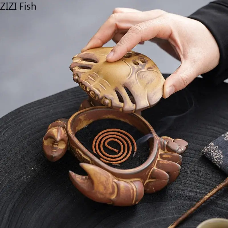 Brown Ceramic Crab Burner