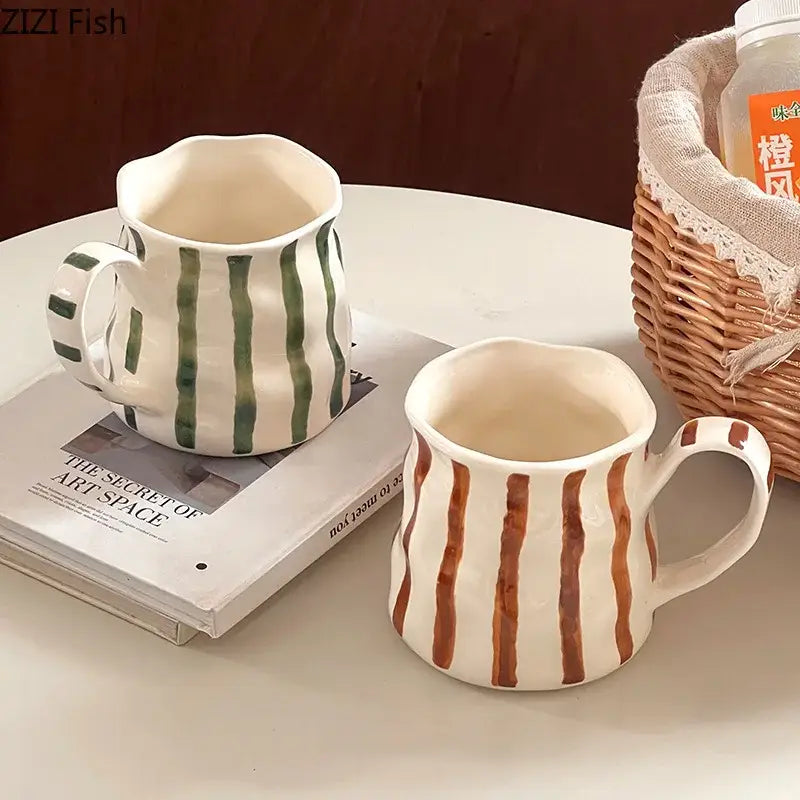Striped Porcelain Mug Set