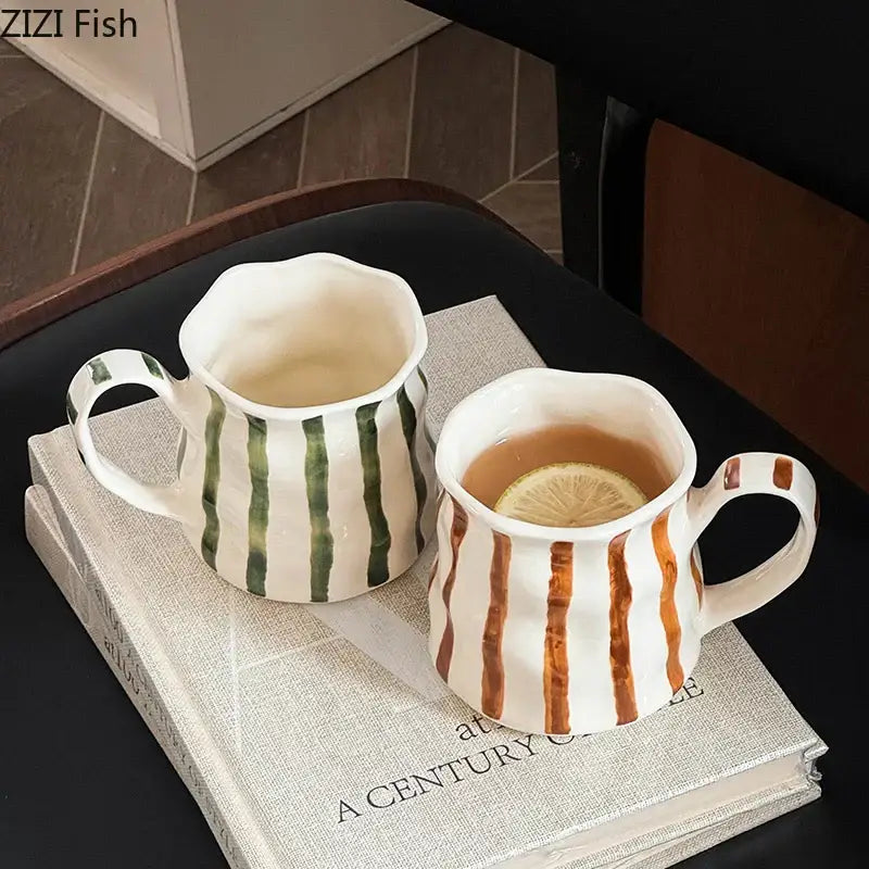 Striped Porcelain Mug Set