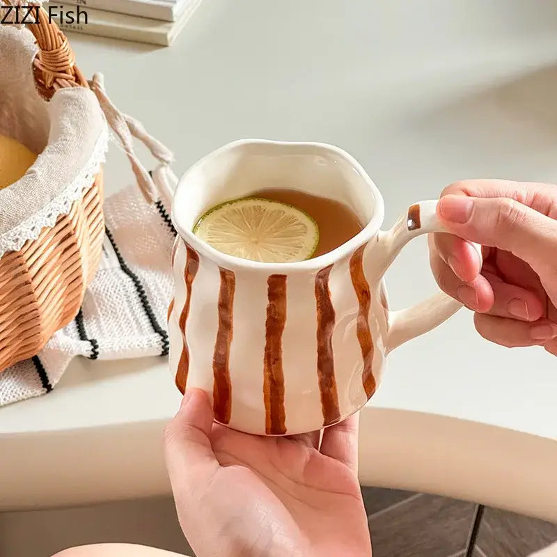Striped Porcelain Mug Set