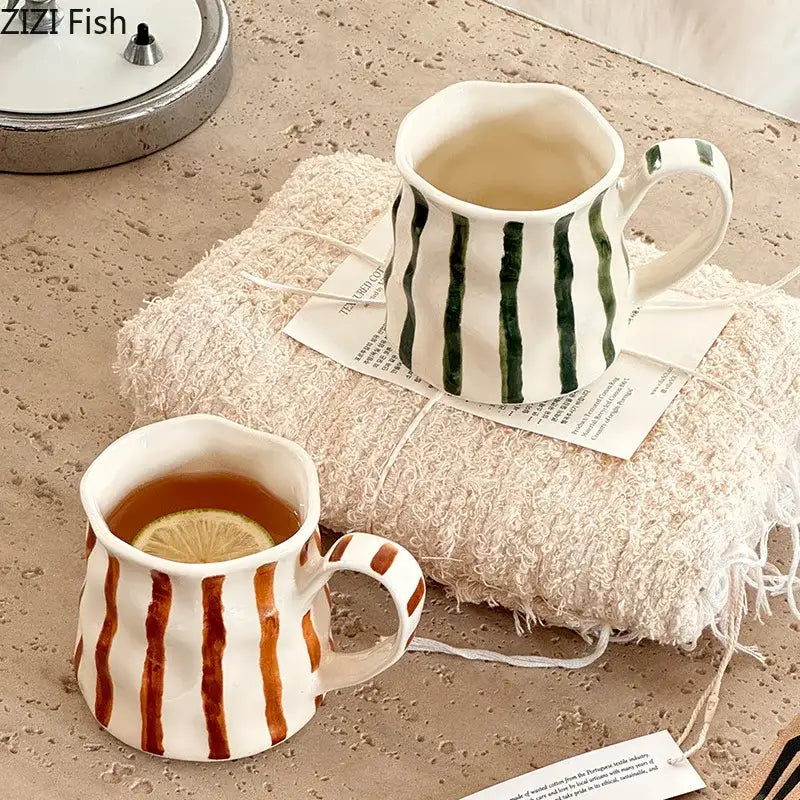 Striped Porcelain Mug Set
