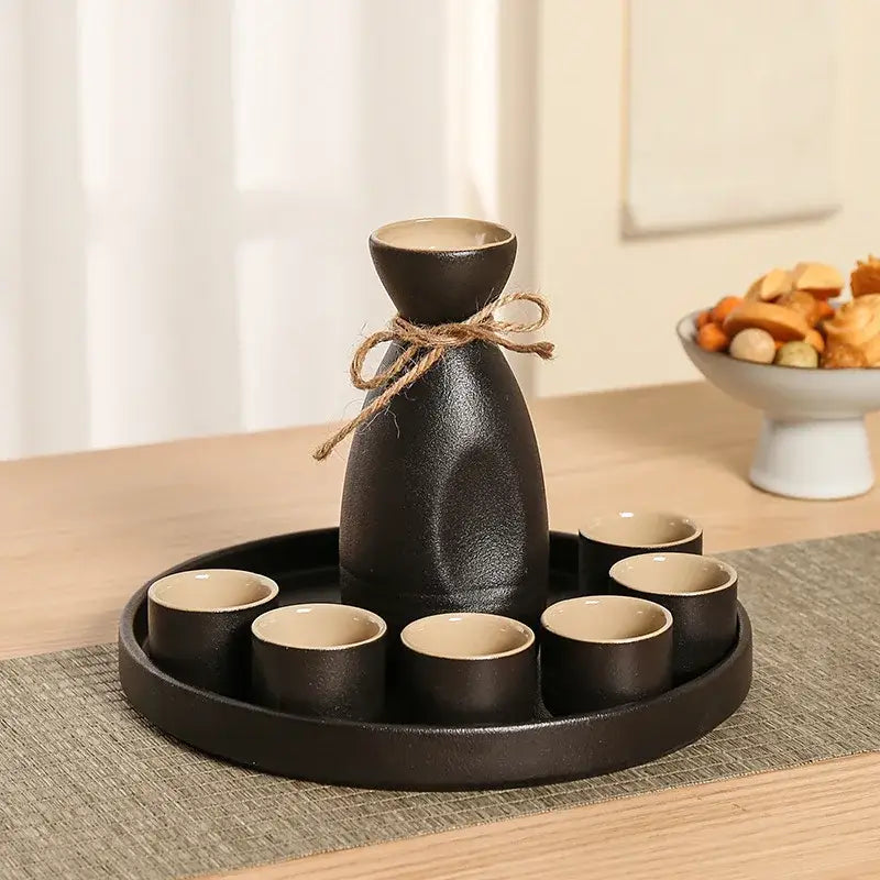 Black Ceramic Sake Set
