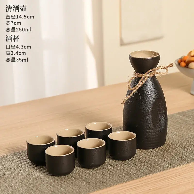 Black Ceramic Sake Set