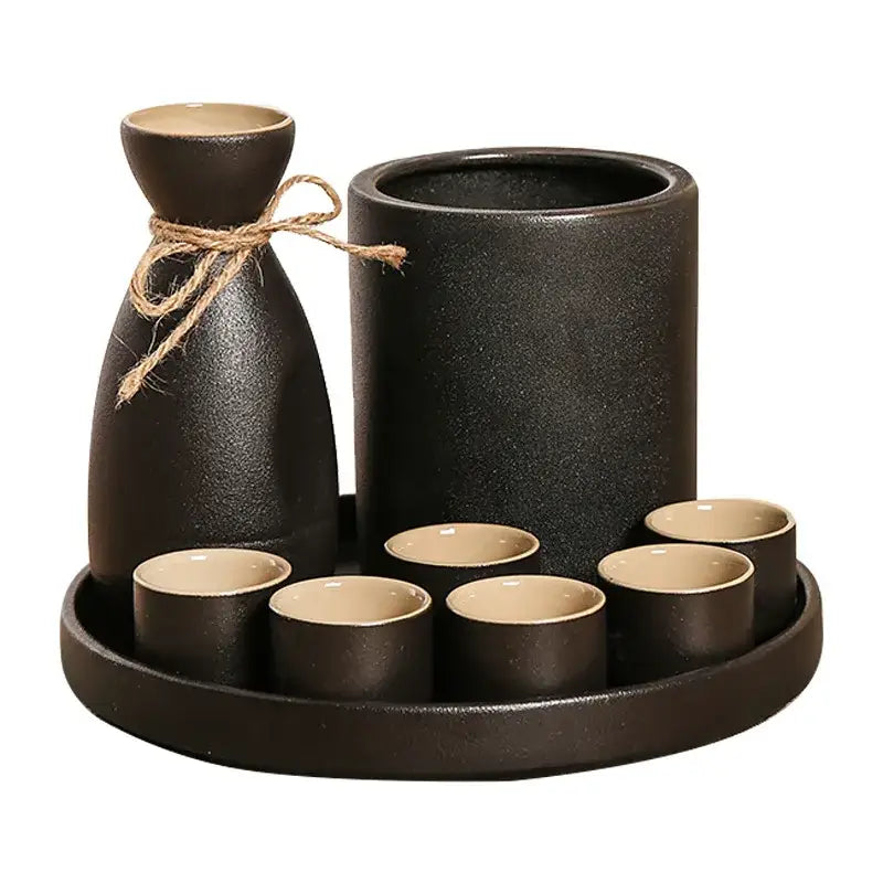 Black Ceramic Sake Set