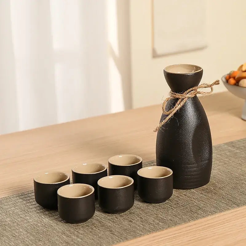 Black Ceramic Sake Set