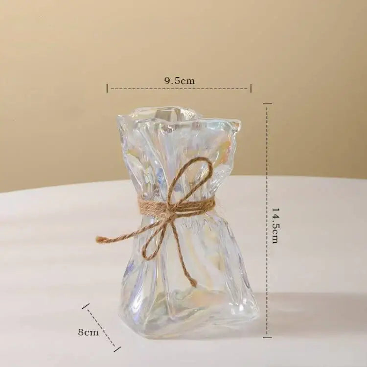 Clear Glass Folded Vase