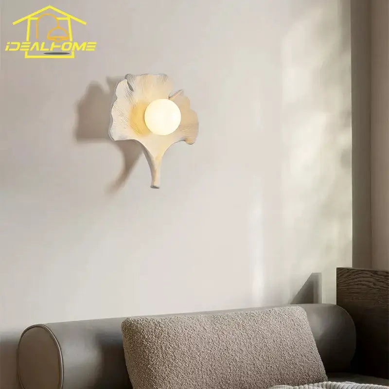 Wooden Ginkgo Resin Wall Lamp