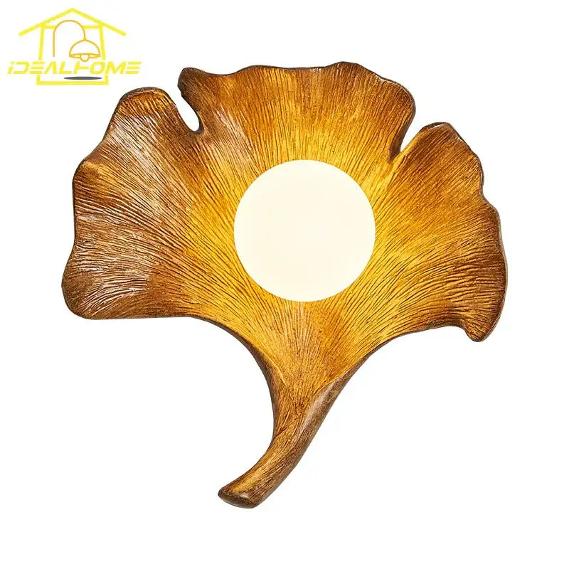 Wooden Ginkgo Resin Wall Lamp