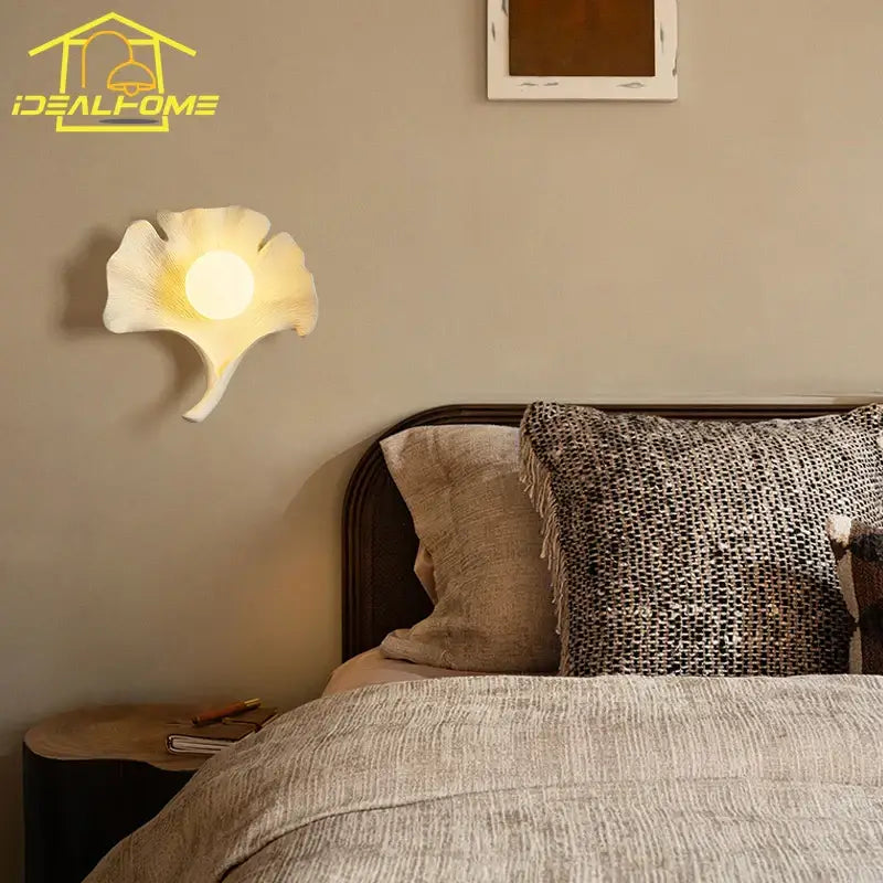 Wooden Ginkgo Resin Wall Lamp