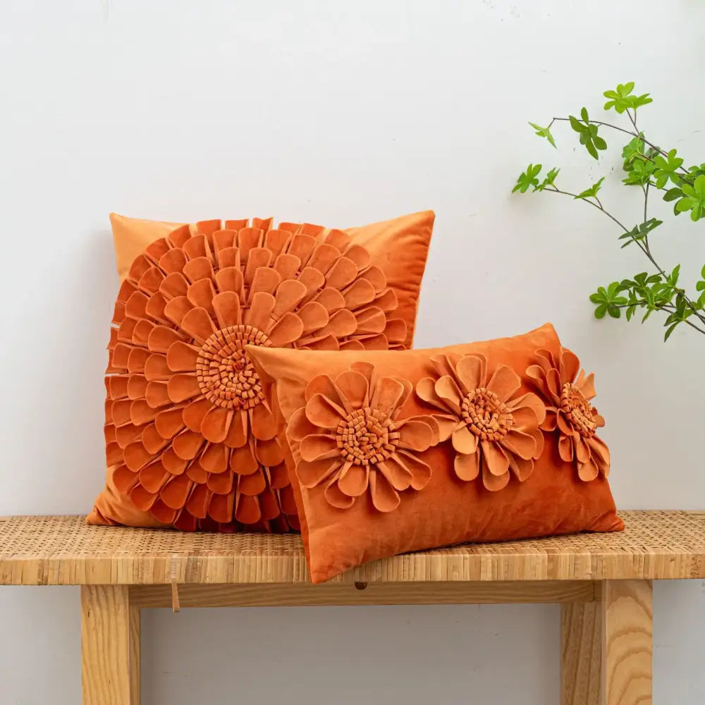 Velvet Chrysanthemum Cushion Cover