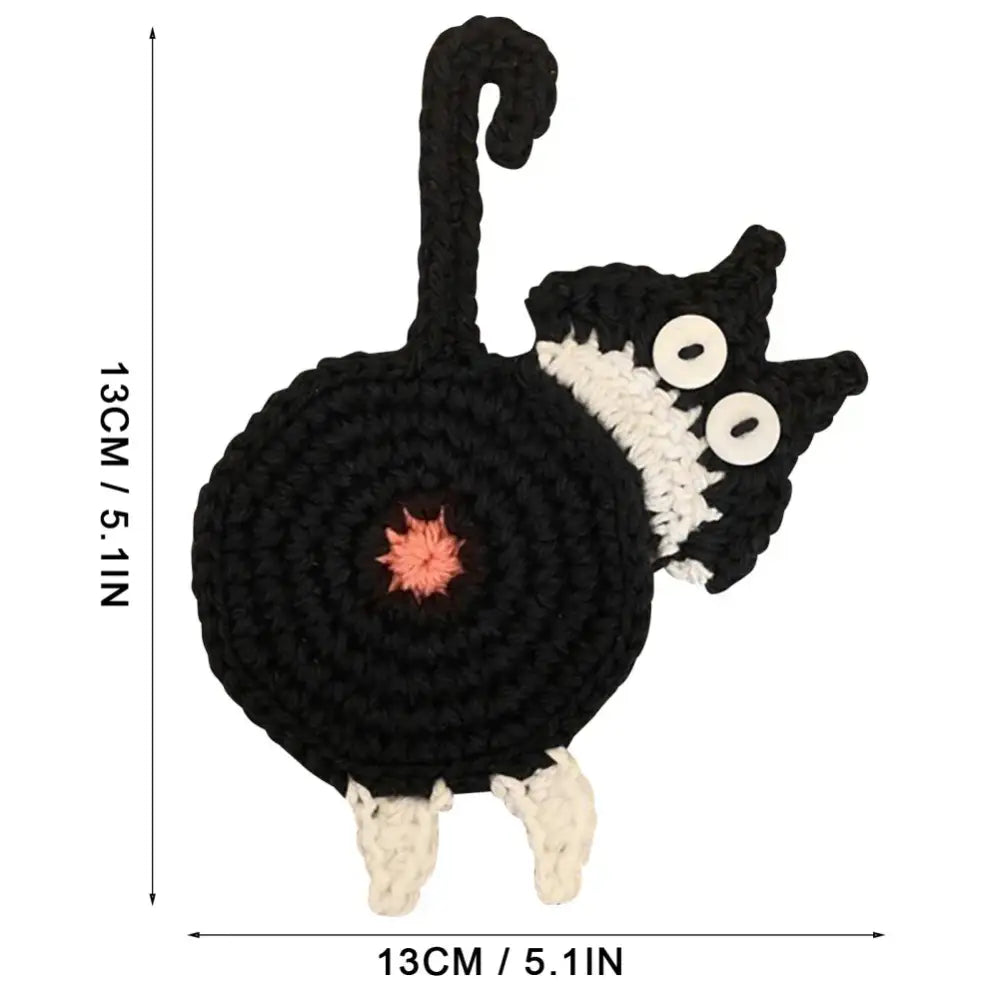 Gray Crocheted Cat Coasters