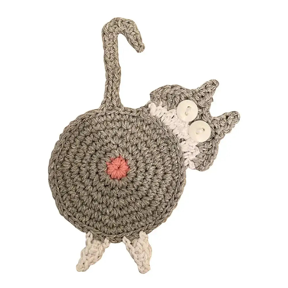 Gray Crocheted Cat Coasters