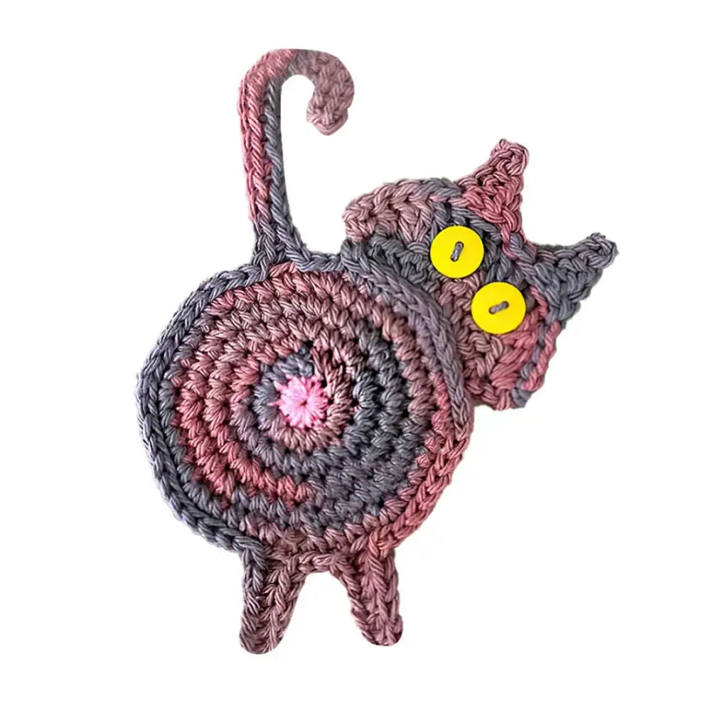 Gray Crocheted Cat Coasters