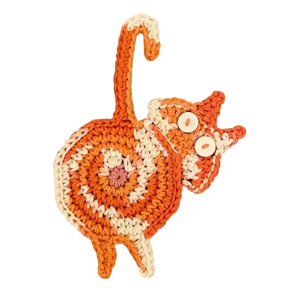 Gray Crocheted Cat Coasters