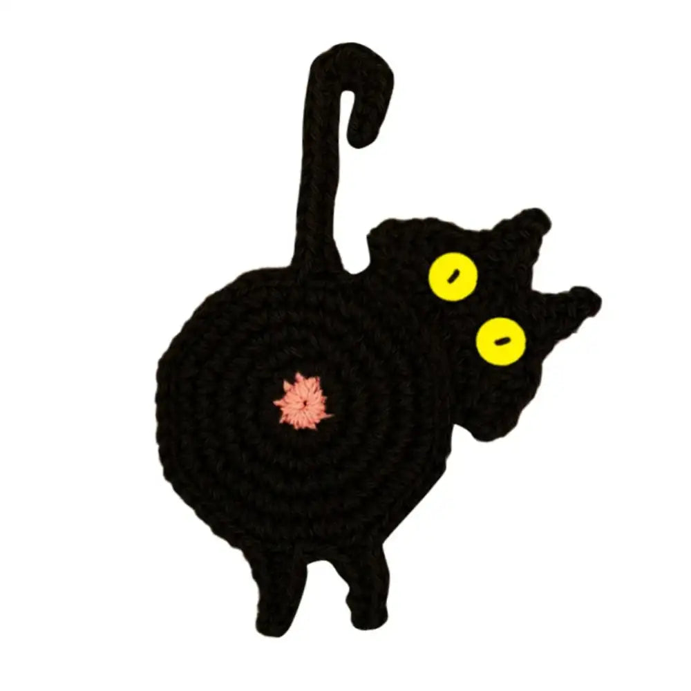 Gray Crocheted Cat Coasters