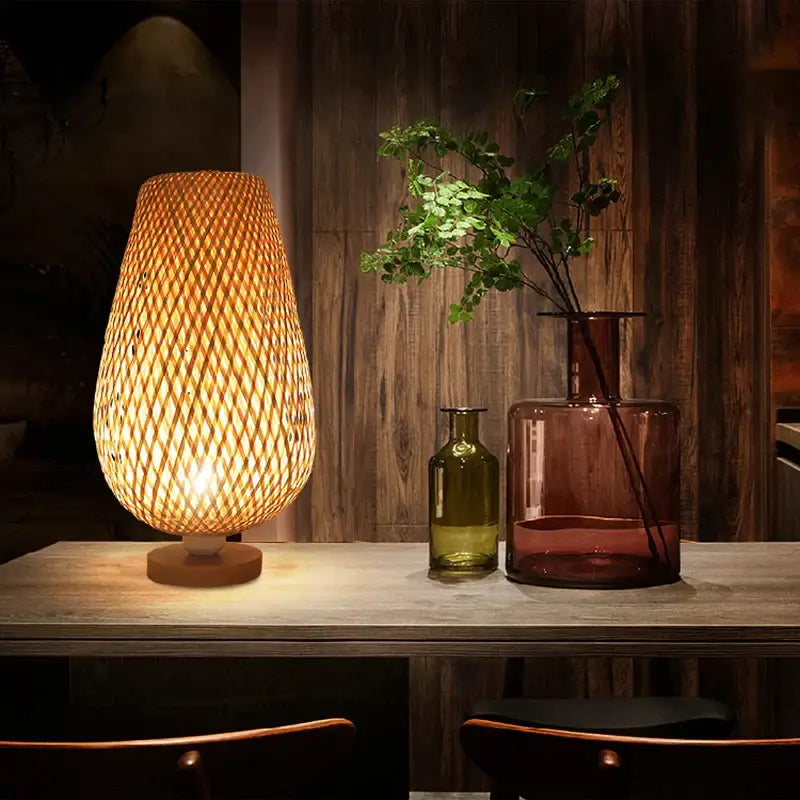 Woven Bamboo Table Lamp