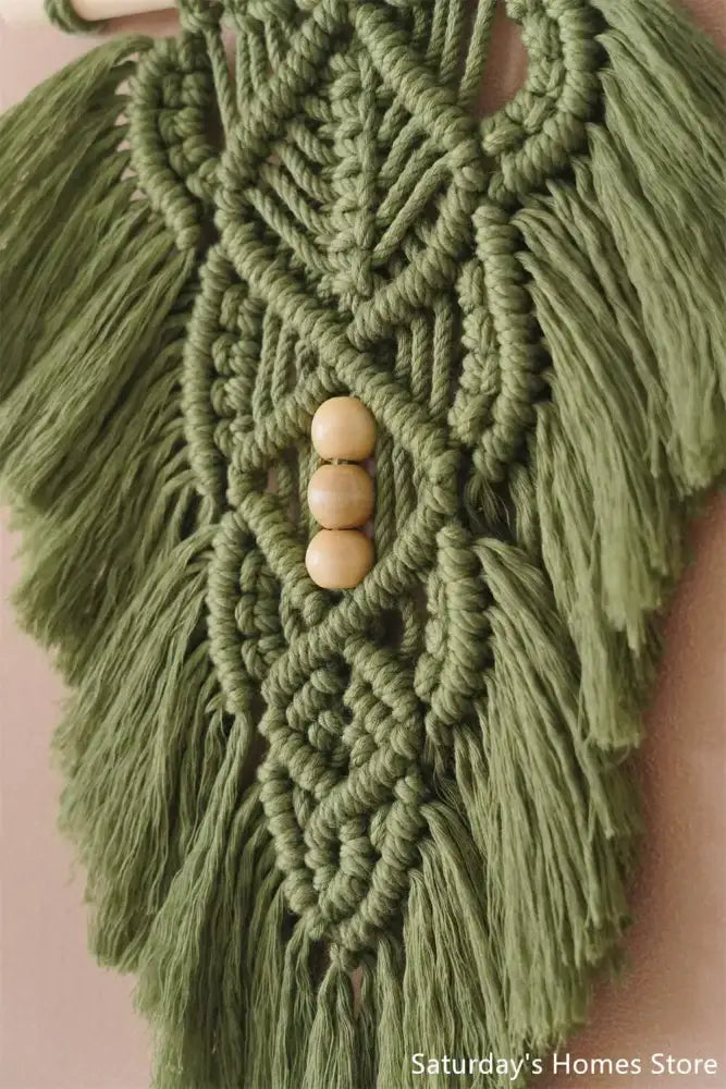 Olive Macrame Leaf Hanging