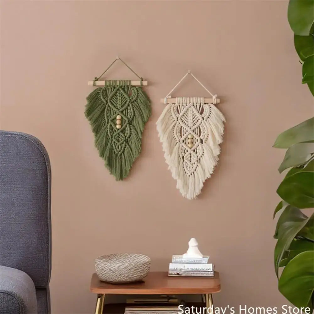 Olive Macrame Leaf Hanging