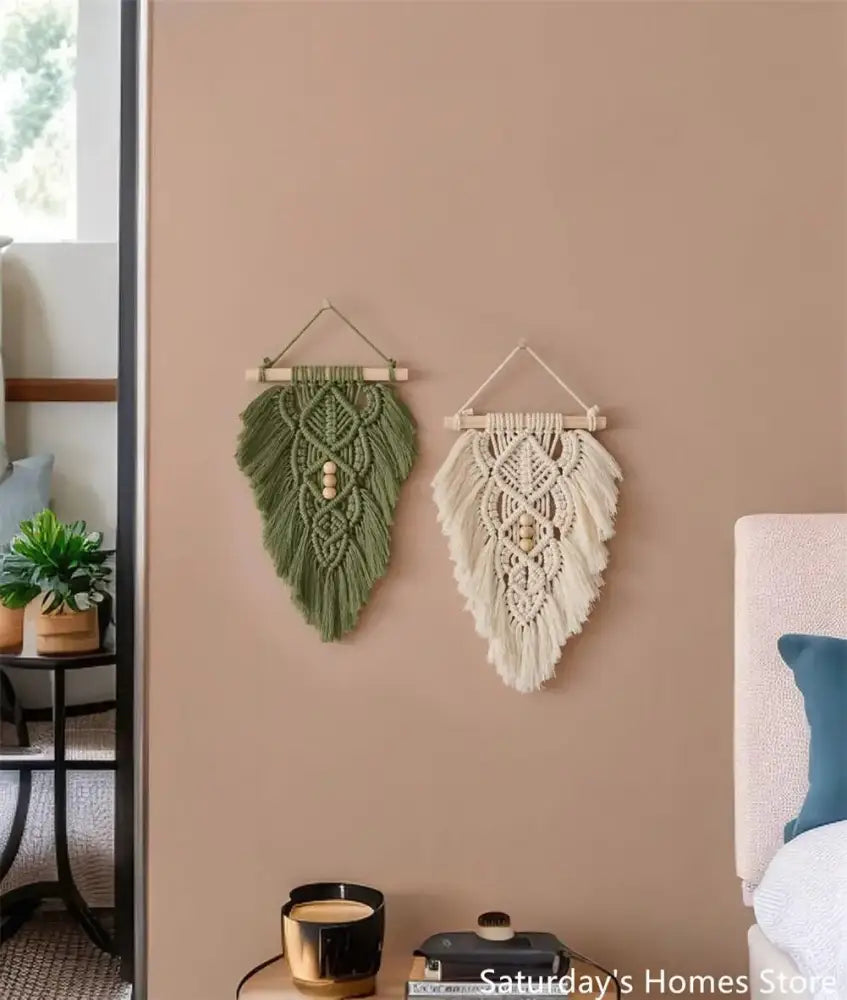 Olive Macrame Leaf Hanging