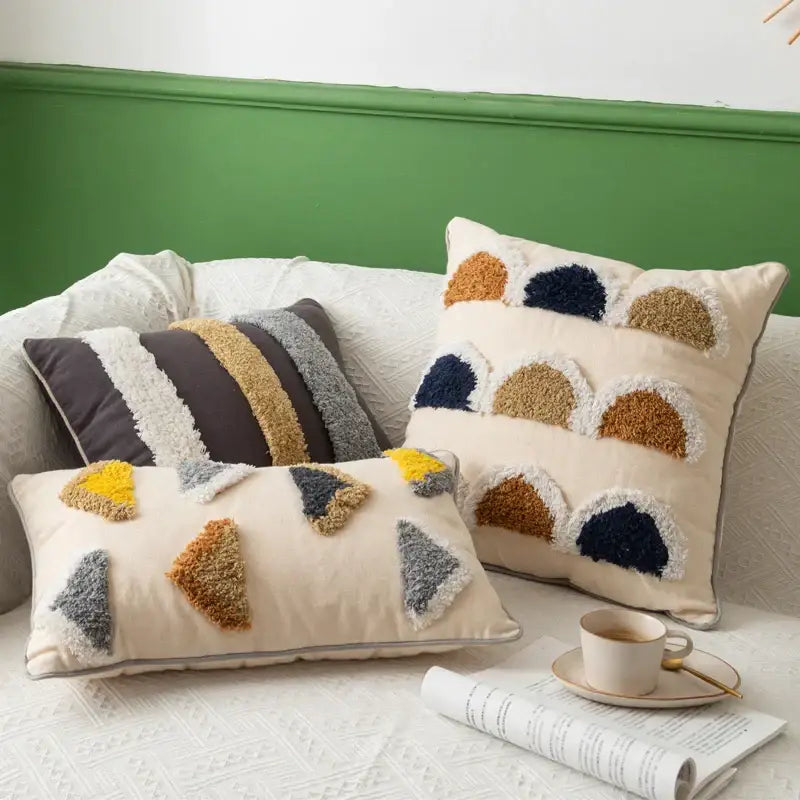 Cream Geometric Pillow Cover