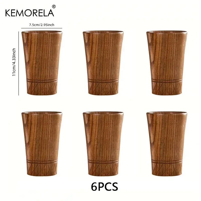 Brown Wooden Tea Cups
