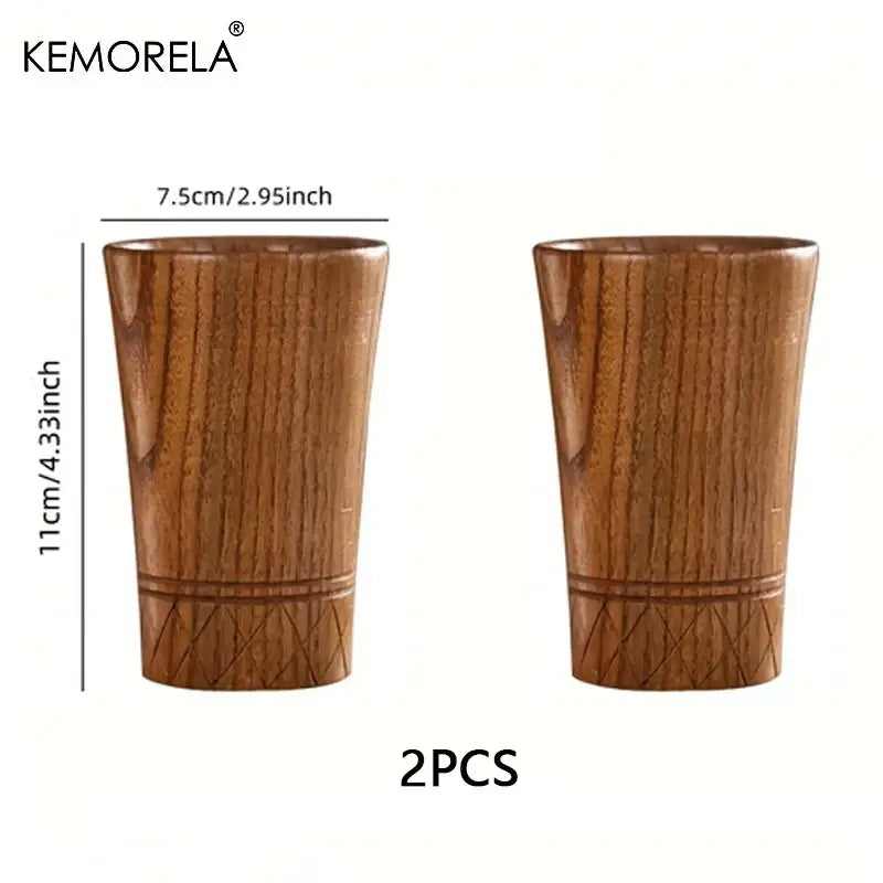Brown Wooden Tea Cups