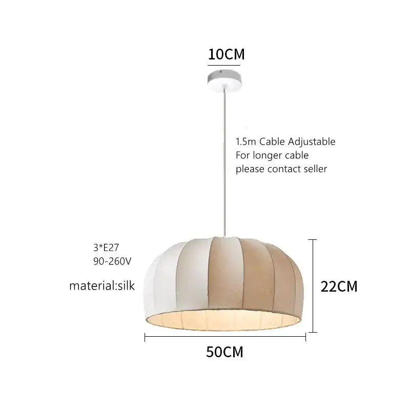 Beige Striped Silk Pendant