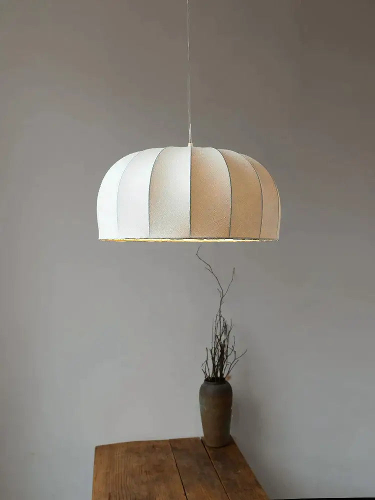 Beige Striped Silk Pendant