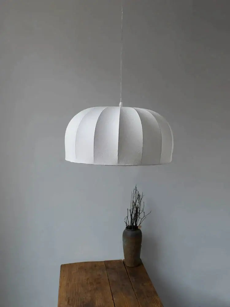 Beige Striped Silk Pendant