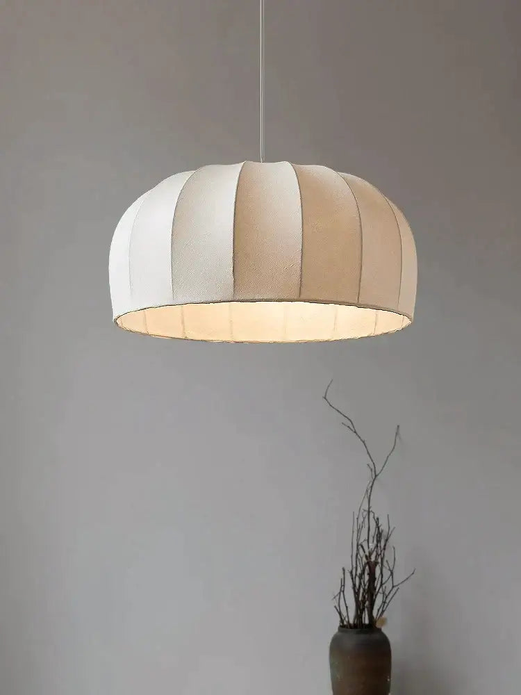 Beige Striped Silk Pendant
