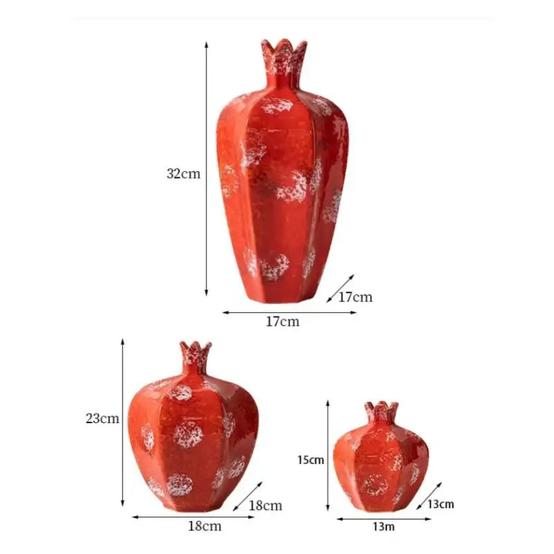 Red Ceramic Vase Set