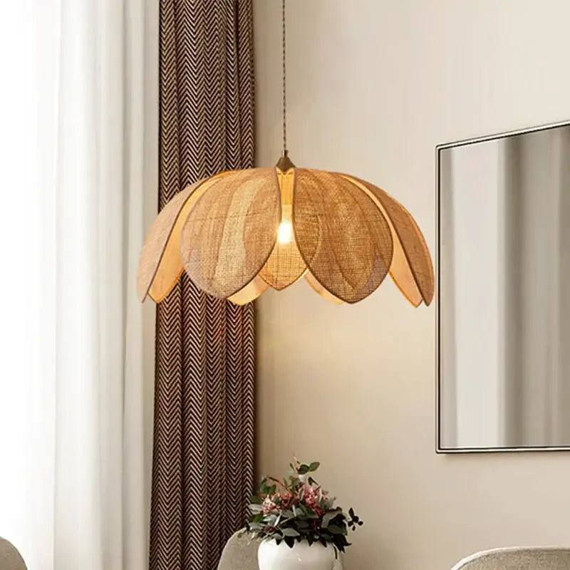 Rattan Petal Pendant Light