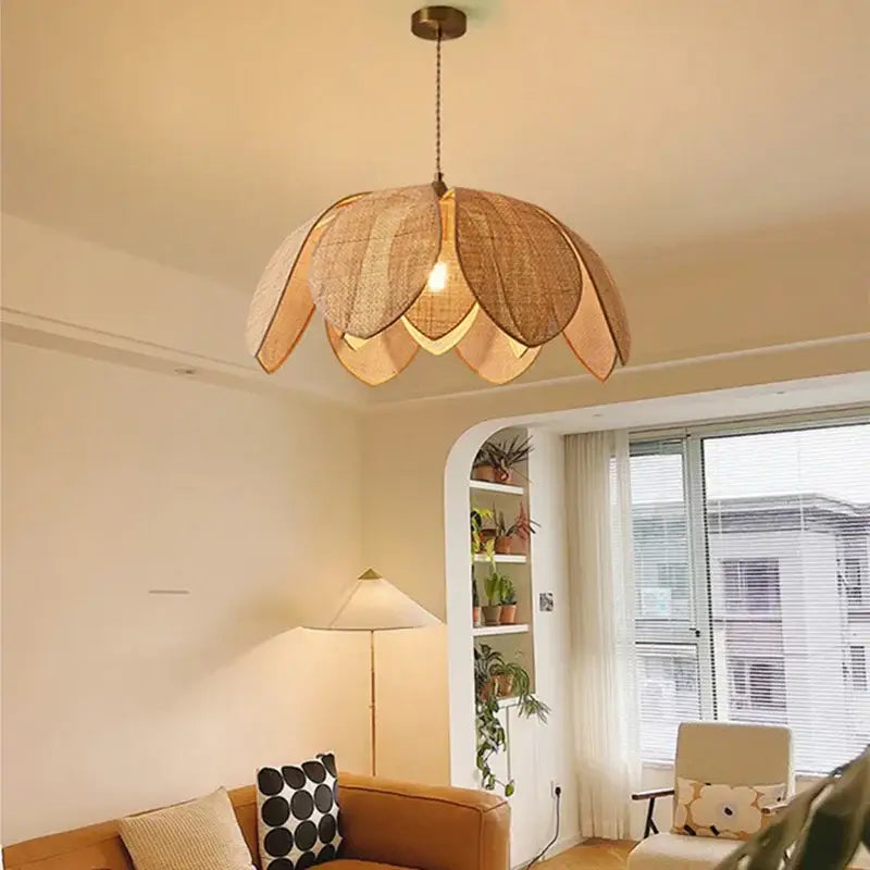 Rattan Petal Pendant Light