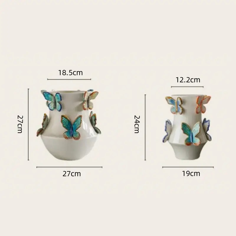 White Butterfly Ceramic Vase