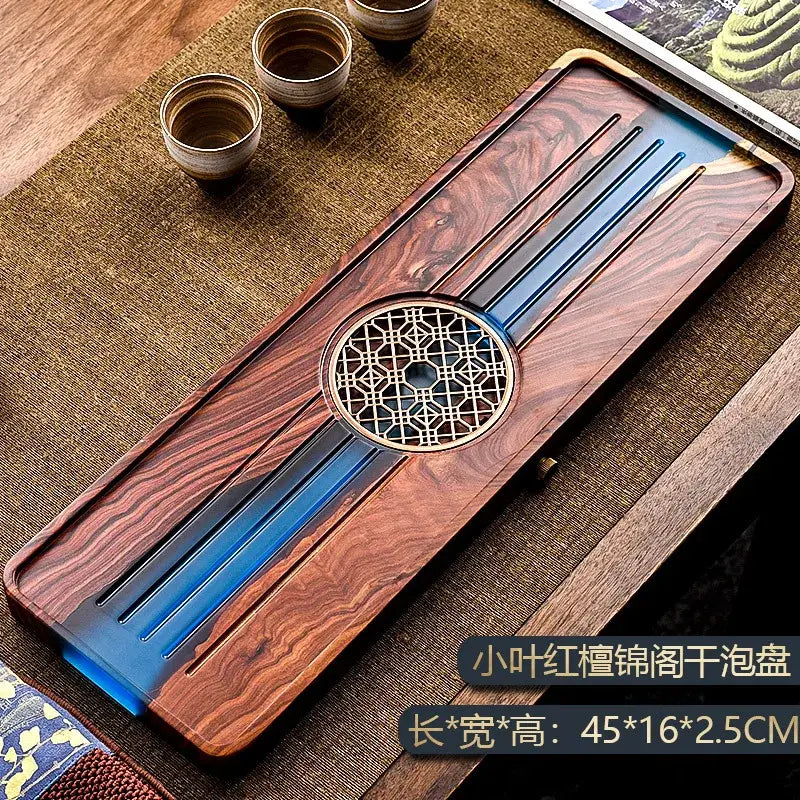 Wood Blue Resin Tea Tray