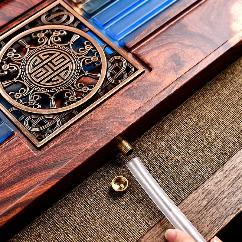 Wood Blue Resin Tea Tray