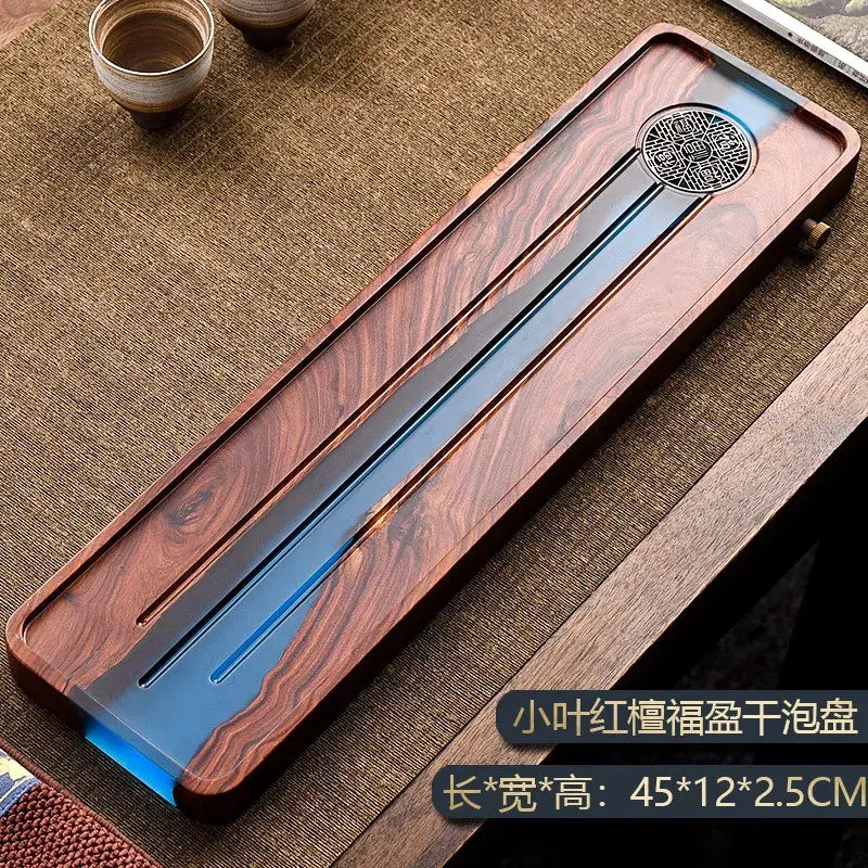 Wood Blue Resin Tea Tray