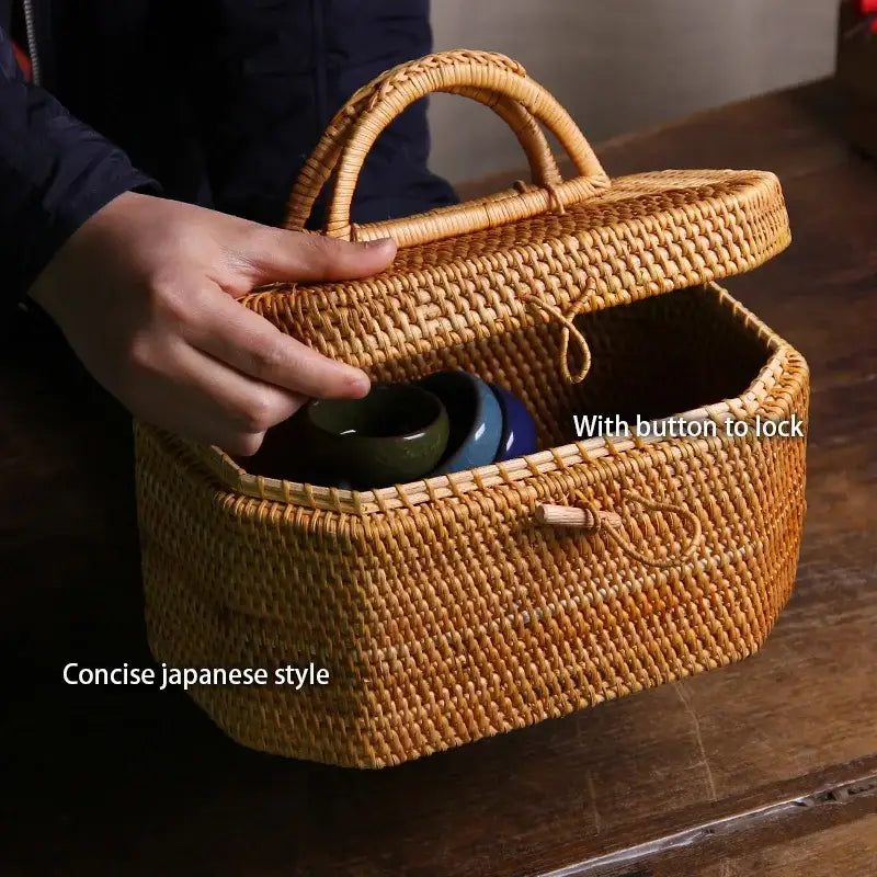 Rattan Tea Caddy Box