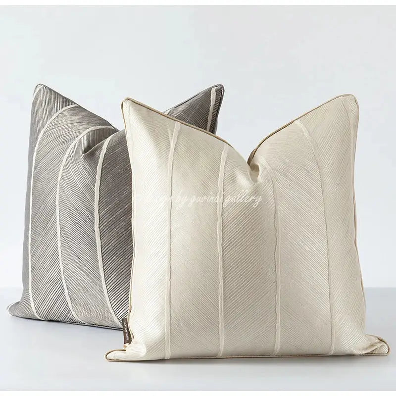 Beige Herringbone Cushion Cover