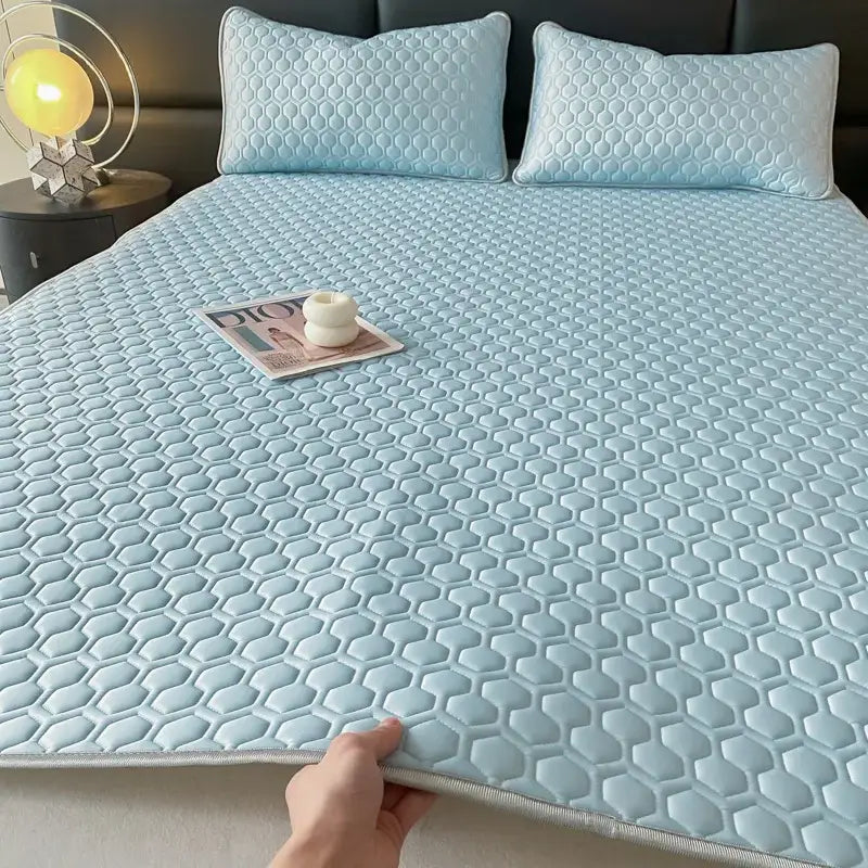 Pink Gray Quilted Bed Set