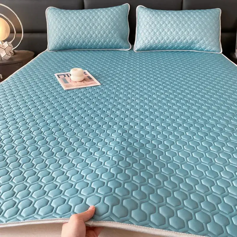 Pink Gray Quilted Bed Set