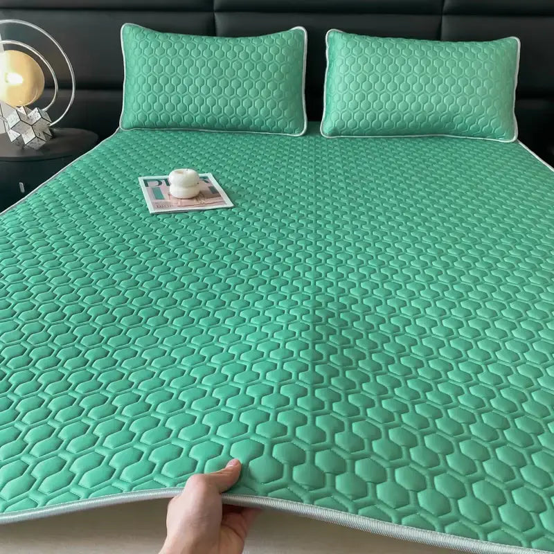 Pink Gray Quilted Bed Set