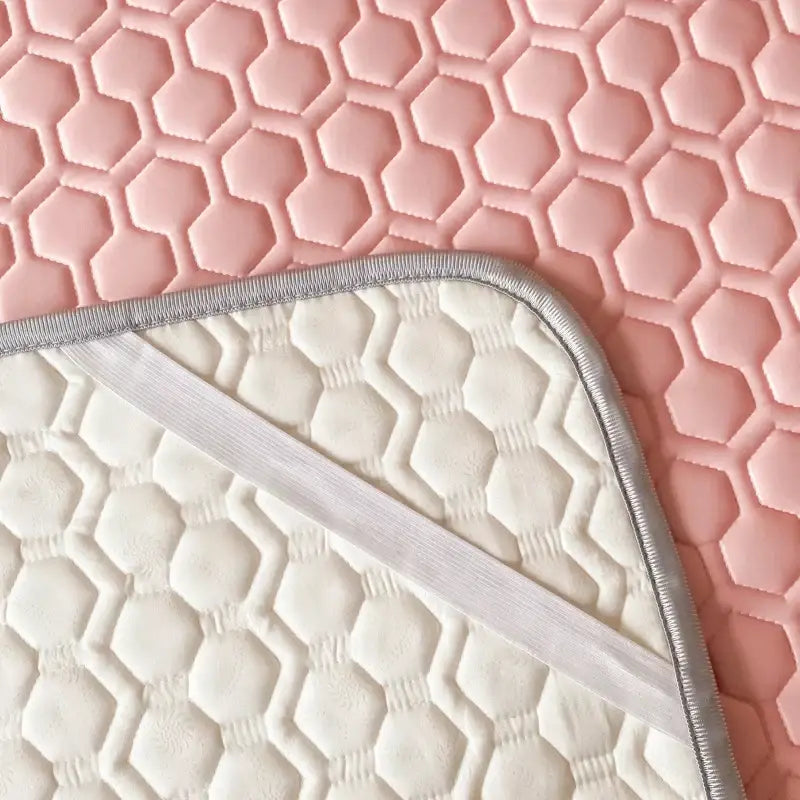 Pink Gray Quilted Bed Set